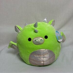 Squishmallows Eyk Dragon 12 Inch Plush Green Silver Wings Kellytoy With Tag